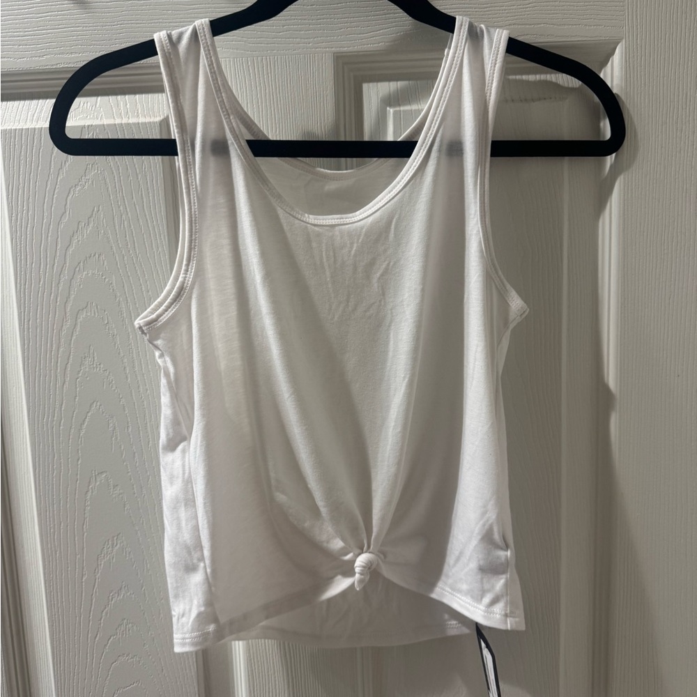 Onzie White Knotted Tank Top